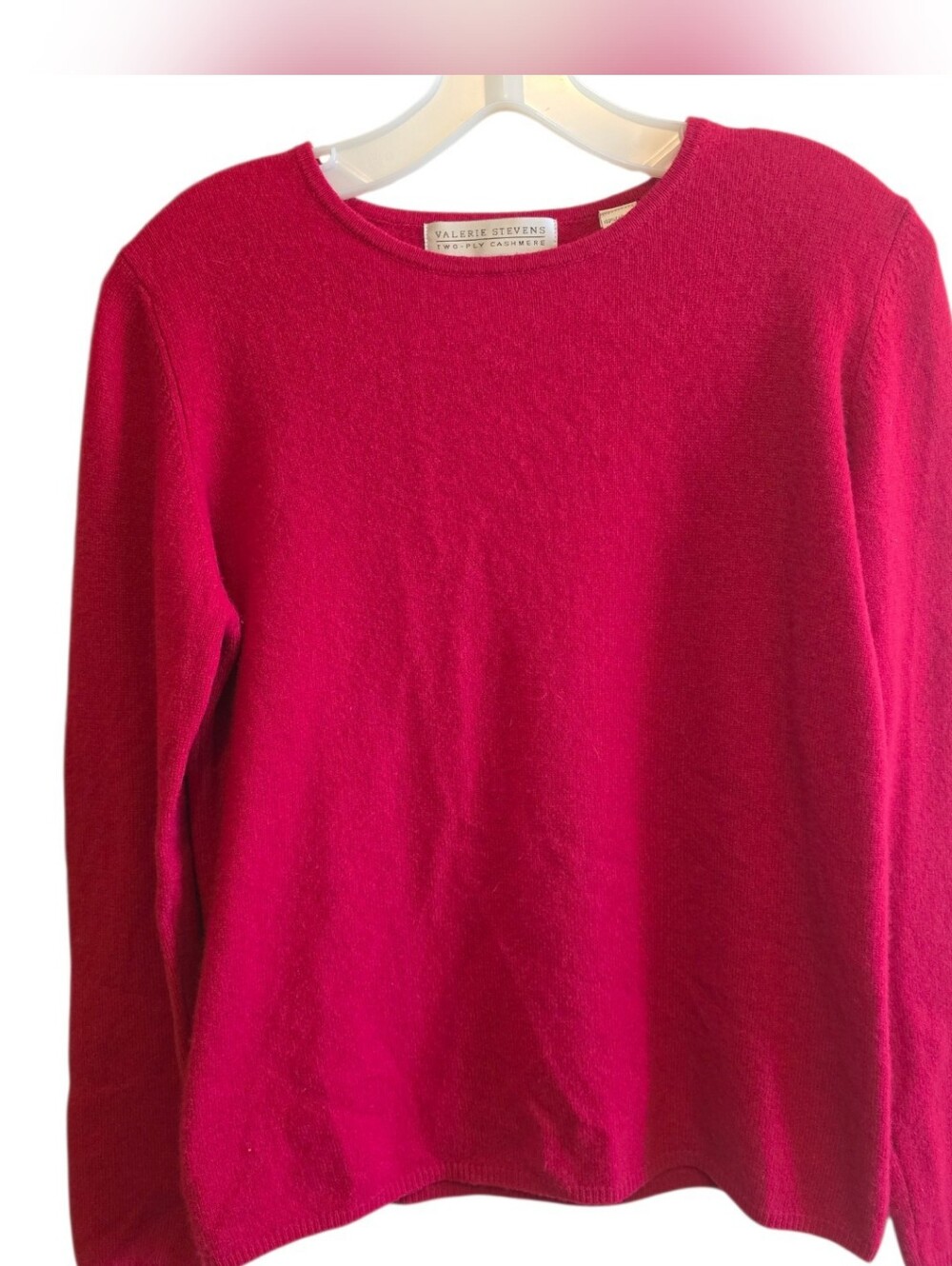 Vintage Valerie Stevens Pink/Red 100% Cashmere Long Sleeve Knit Sweater - Size M